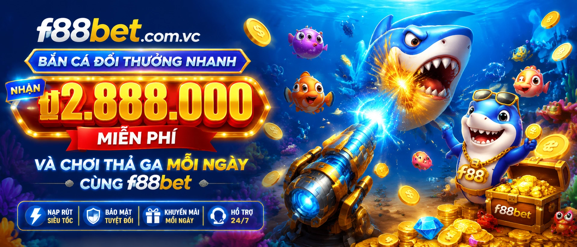 F88BET Bắn Cá giao diện mobile với chủ đề đại dương